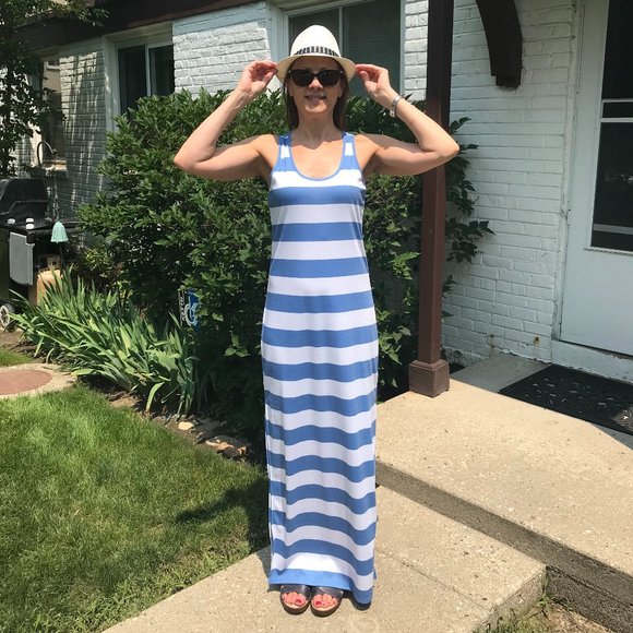 MICHAEL Michael Kors Dresses & Skirts - Michael Kors Baby Blue & White Stripe Maxi